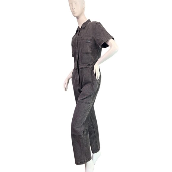 Wildfang The Essential Denim High Waisted Coverall Short Sleeve Dark Gray $178 S - Picture 3 of 11
